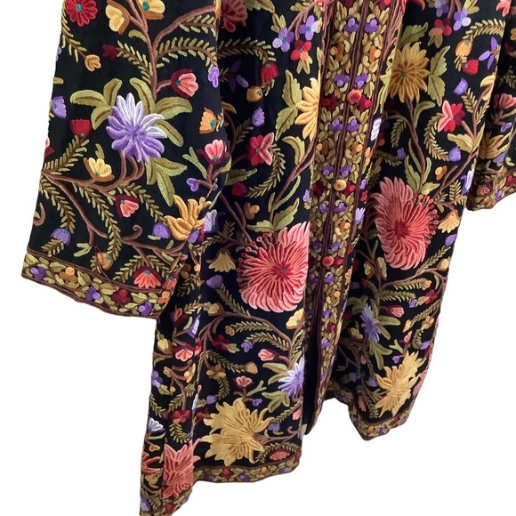 Precious Craft Women’s Wool Floral Embroidery Long Coat Boho Hippie Y2K - Picture 5 of 8